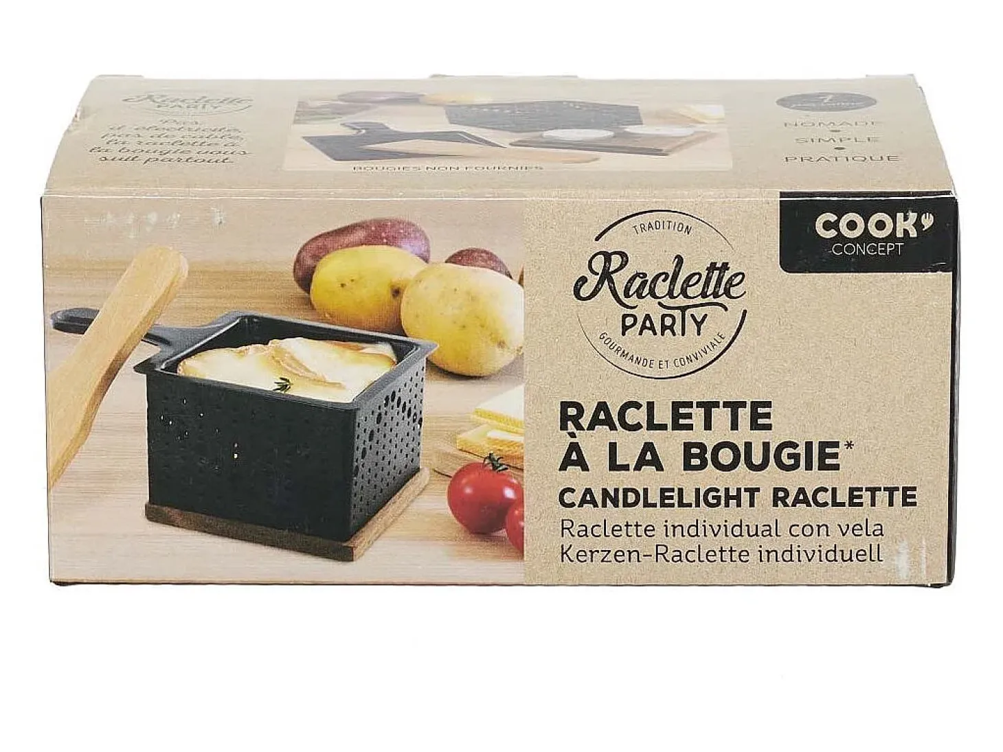 Raclette individual a la luz de las velas
