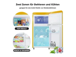 Refrigerador de doble puerta con ajustes y ruedas - 72L - 120kWh/año - Nivel de ruido bajo de 39 dB - Clase E - 45x44x91cm