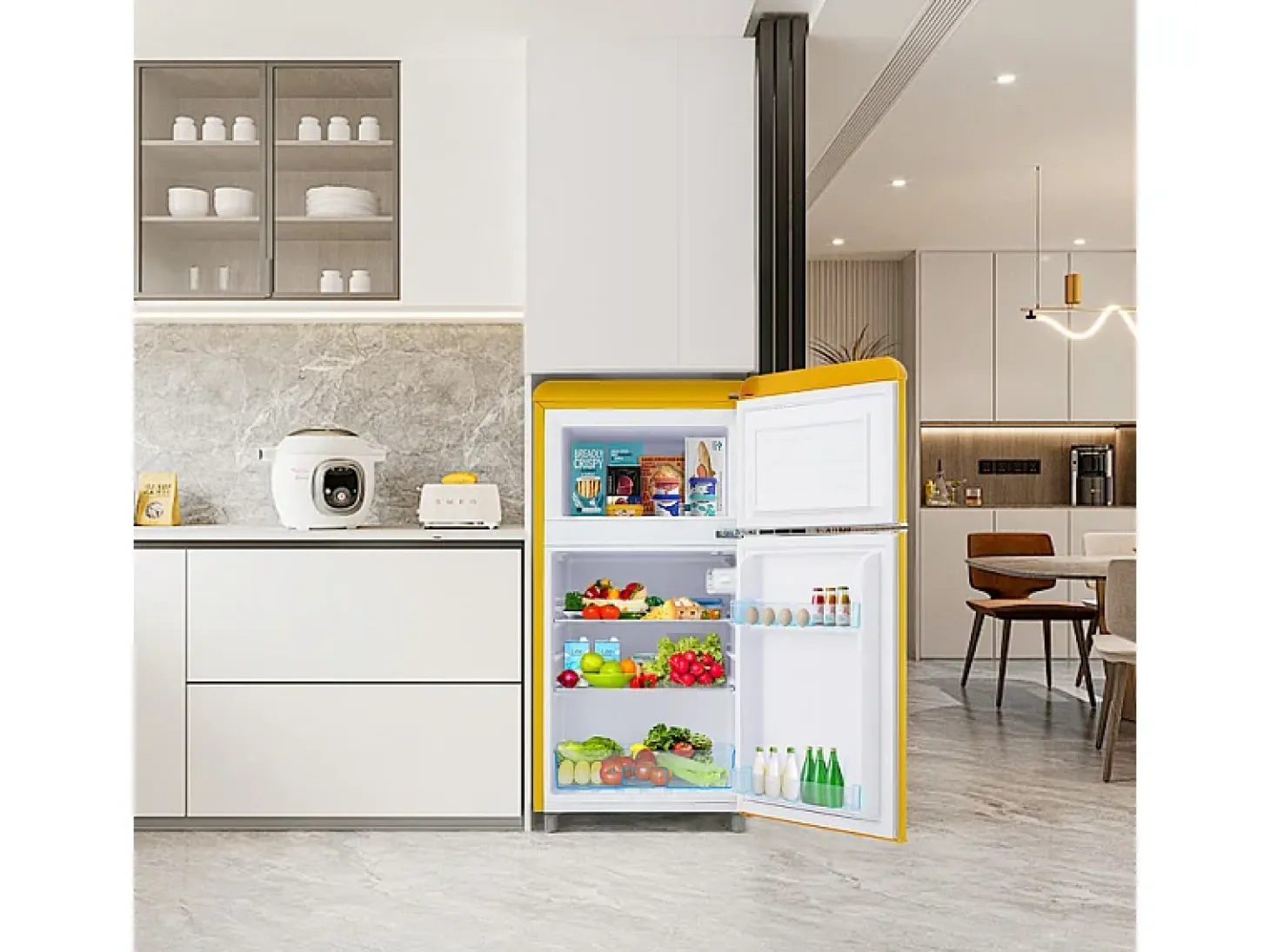 Refrigerador de doble puerta con ajustes y ruedas - 72L - 120kWh/año - Nivel de ruido bajo de 39 dB - Clase E - 45x44x91cm