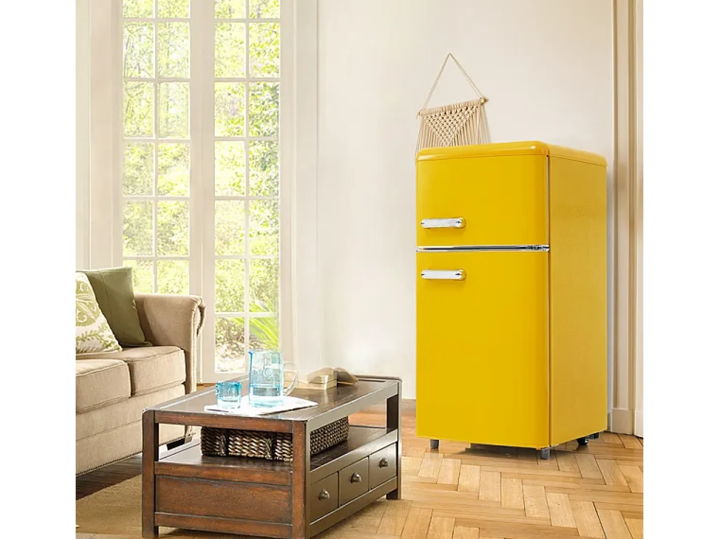 Refrigerador de doble puerta con ajustes y ruedas - 72L - 120kWh/año - Nivel de ruido bajo de 39 dB - Clase E - 45x44x91cm