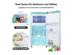 Refrigerador de doble puerta con ajustes y ruedas - 72L - 120kWh/año - Nivel de ruido bajo de 39 dB - Clase E - 45x44x91cm
