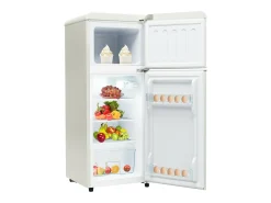 Refrigerador de dos puertas, 28L + 64L, con 3 estantes y LED, -27 ° C a 13 ° C, 116 kWh/año, eficiencia energética de
