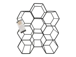 Rejilla de alambre de nido de abeja 9 botellas en metal negro 29,5 x 20 x 36 cm