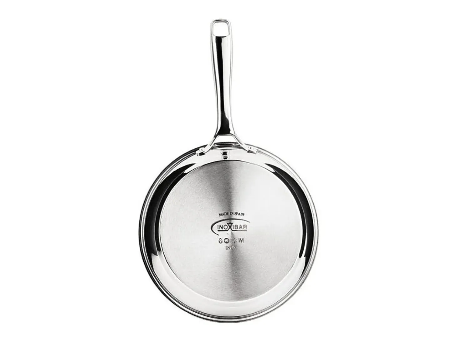 Sartén INOXIBAR 32 cm de acero inoxidable 18% Triply, mango ergonómico, para todo tipo de fuegos incluyendo inducción