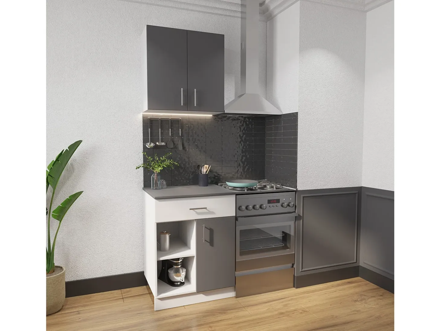 Set Cocina Berna haaus, Antracita/Blanco, L 60 cm