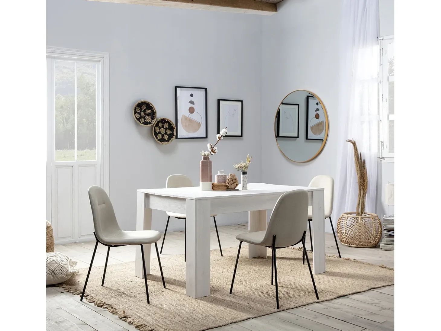 Set de 2 sillas Comedor Brenda tapizadas Beige, 44 x 54 x 85 cm