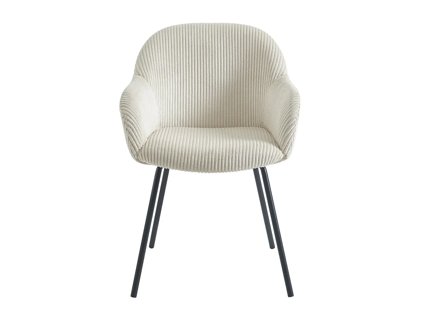 Set de 2 sillas con reposabrazos de pana y metal negro - Beige - MARENZIA