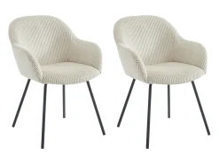 Set de 2 sillas con reposabrazos de pana y metal negro - Beige - MARENZIA