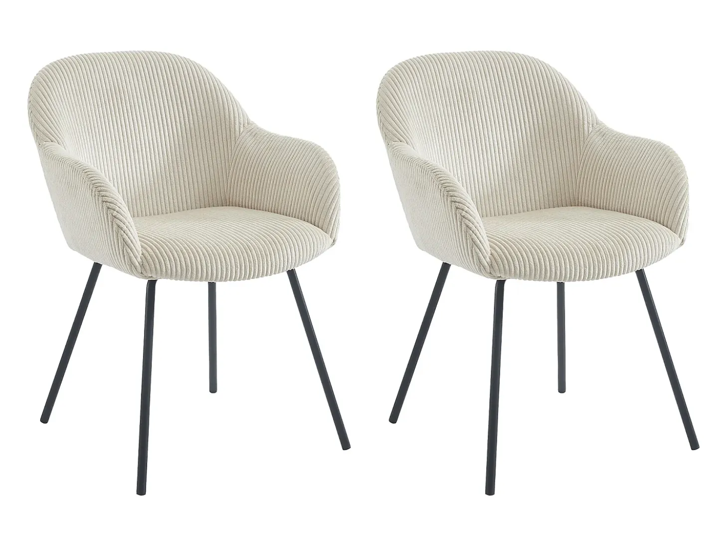 Set de 2 sillas con reposabrazos de pana y metal negro - Beige - MARENZIA