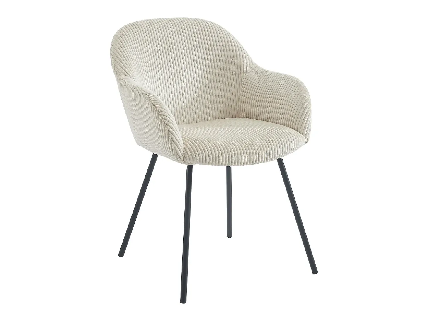 Set de 6 sillas con reposabrazos de pana y metal negro - Beige - MARENZIA