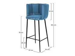 Set de 2 sillas de bar de terciopelo azul 75 cm - Rosy