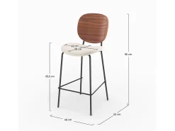 Set de 2 sillas de bar de tela beige 65,5cm - Simone