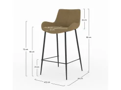 Set de 2 sillas de bar de tela amarilla 65cm - Pirata