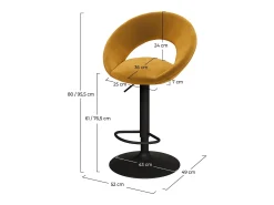 Set de 2 sillas de bar en metal negro y terciopelo curry 61/76,5 cm - Cloclo
