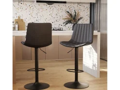 Set de 2 sillas de bar en cuero sintético gris oscuro 62,5/83 cm - Killi
