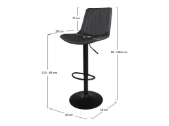 Set de 2 sillas de bar en cuero sintético gris oscuro 62,5/83 cm - Killi