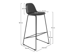 Set de 2 sillas de bar negras 75 cm - Leni