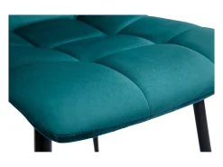 Set de 2 sillas de diseño de terciopelo azul petróleo y metal negro MAXWELL