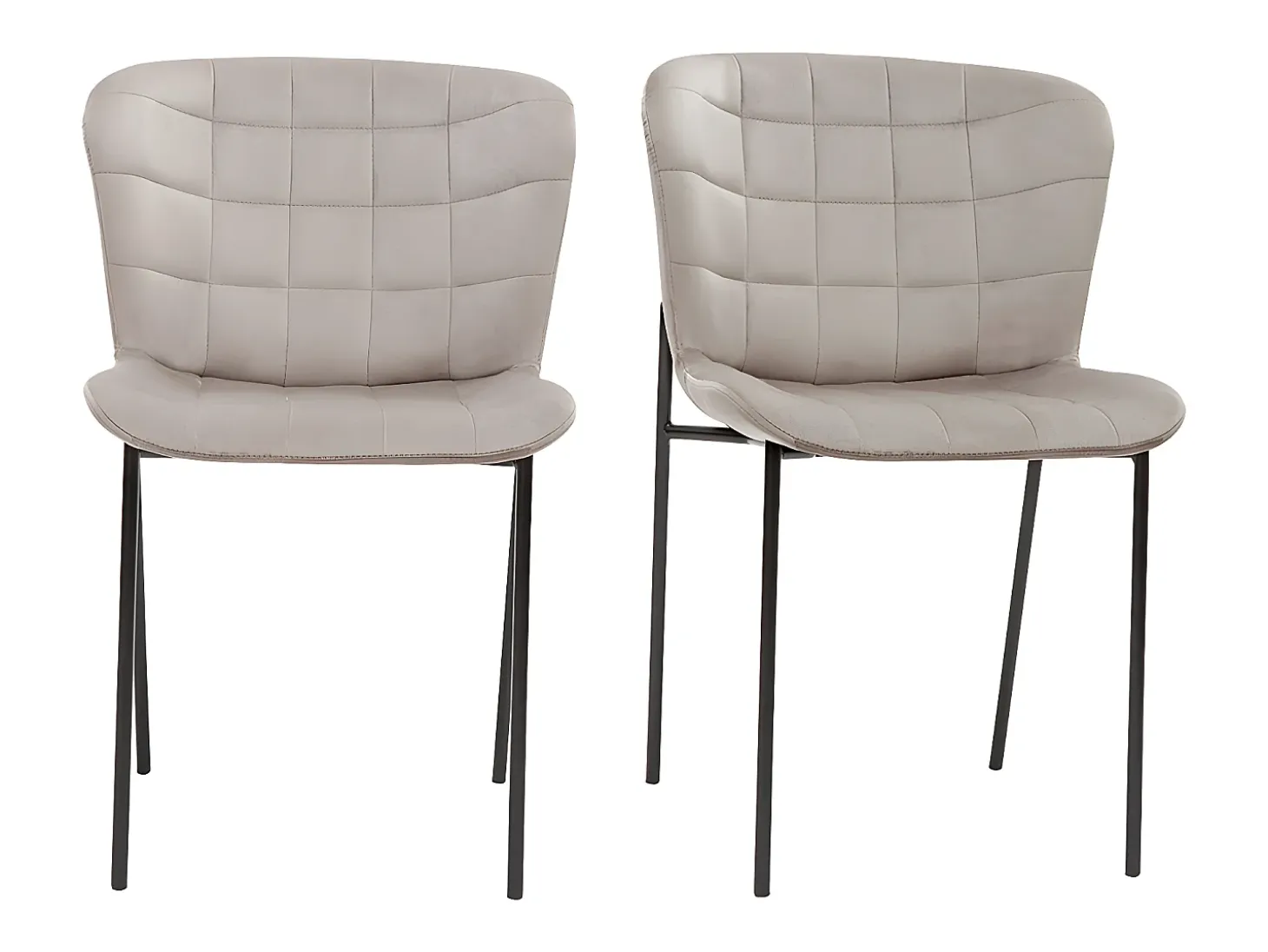 Set de 2 sillas de diseño de terciopelo color topo y metal negro SAIGA