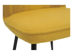 Set de 2 sillas de diseño de tejido efecto aterciopelado amarillo mostaza con patas de metal negro FANETTE