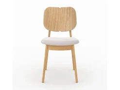 Set de 2 sillas de madera clara y tela beige - Clyde