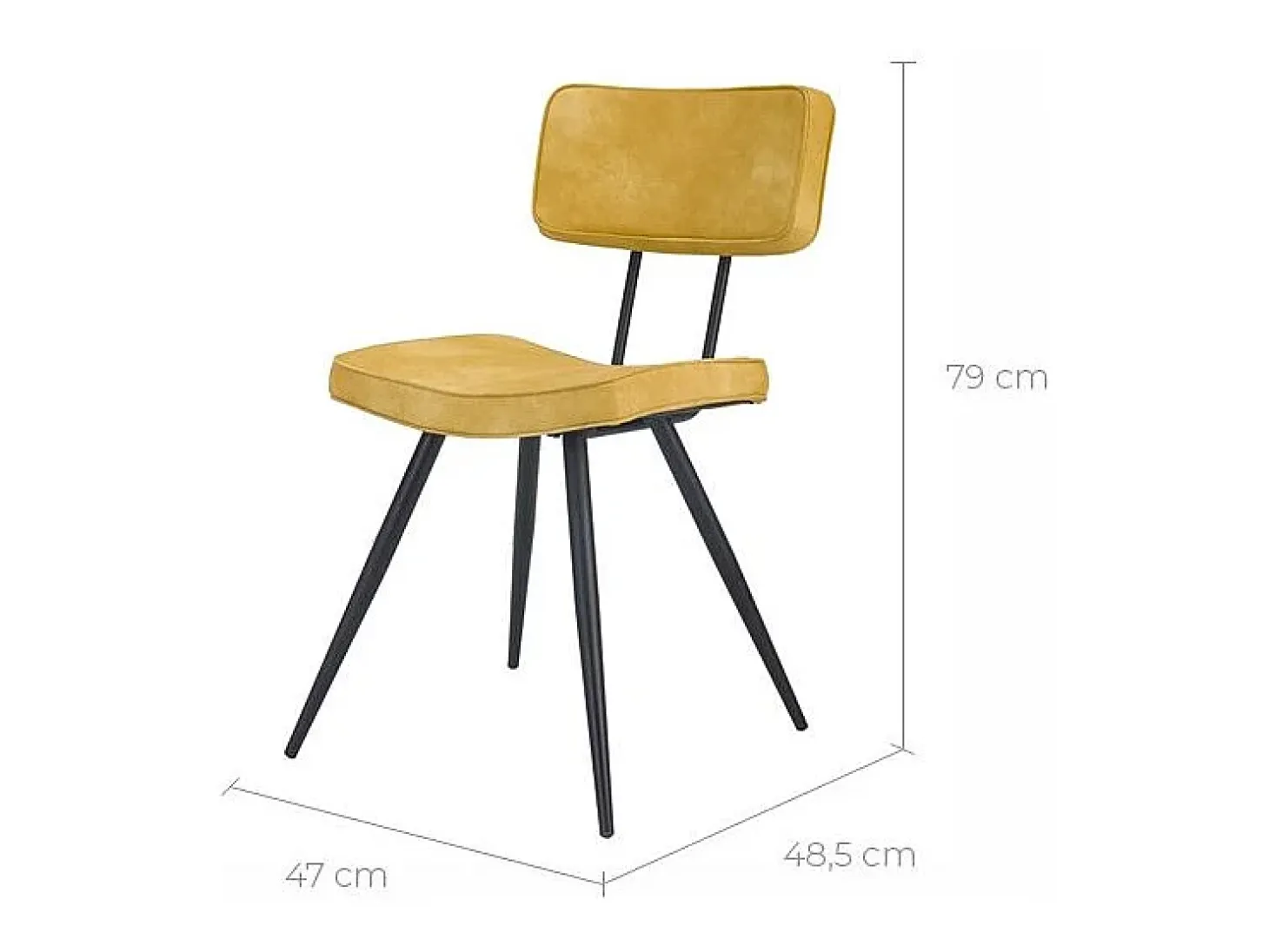 Set de 2 sillas de piel sintética, amarilla - Texas