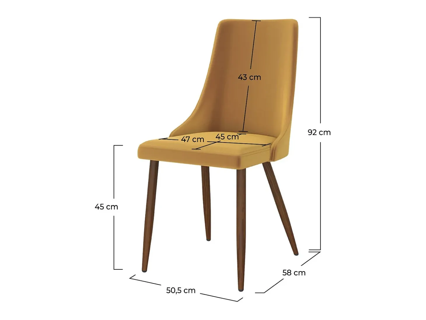 Set de 2 sillas de terciopelo amarillo mostaza - Vinni