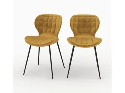 Set de 2 sillas de terciopelo amarillo curry - Mazzia