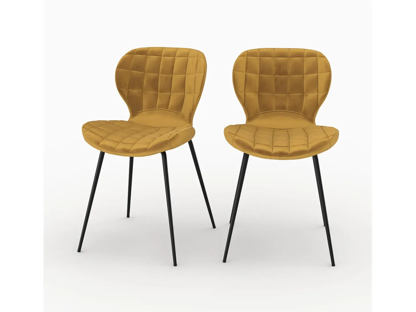 Set de 2 sillas de terciopelo amarillo curry - Mazzia