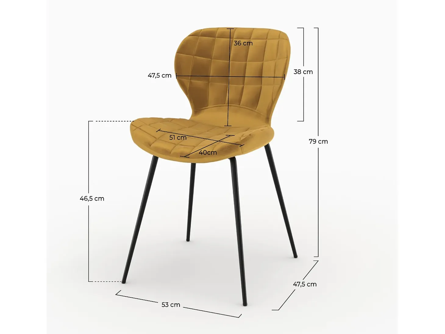 Set de 2 sillas de terciopelo amarillo curry - Mazzia