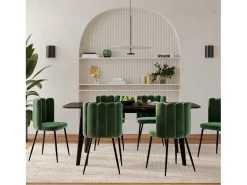 Set de 2 sillas de terciopelo verde con patas de metal - Rosy