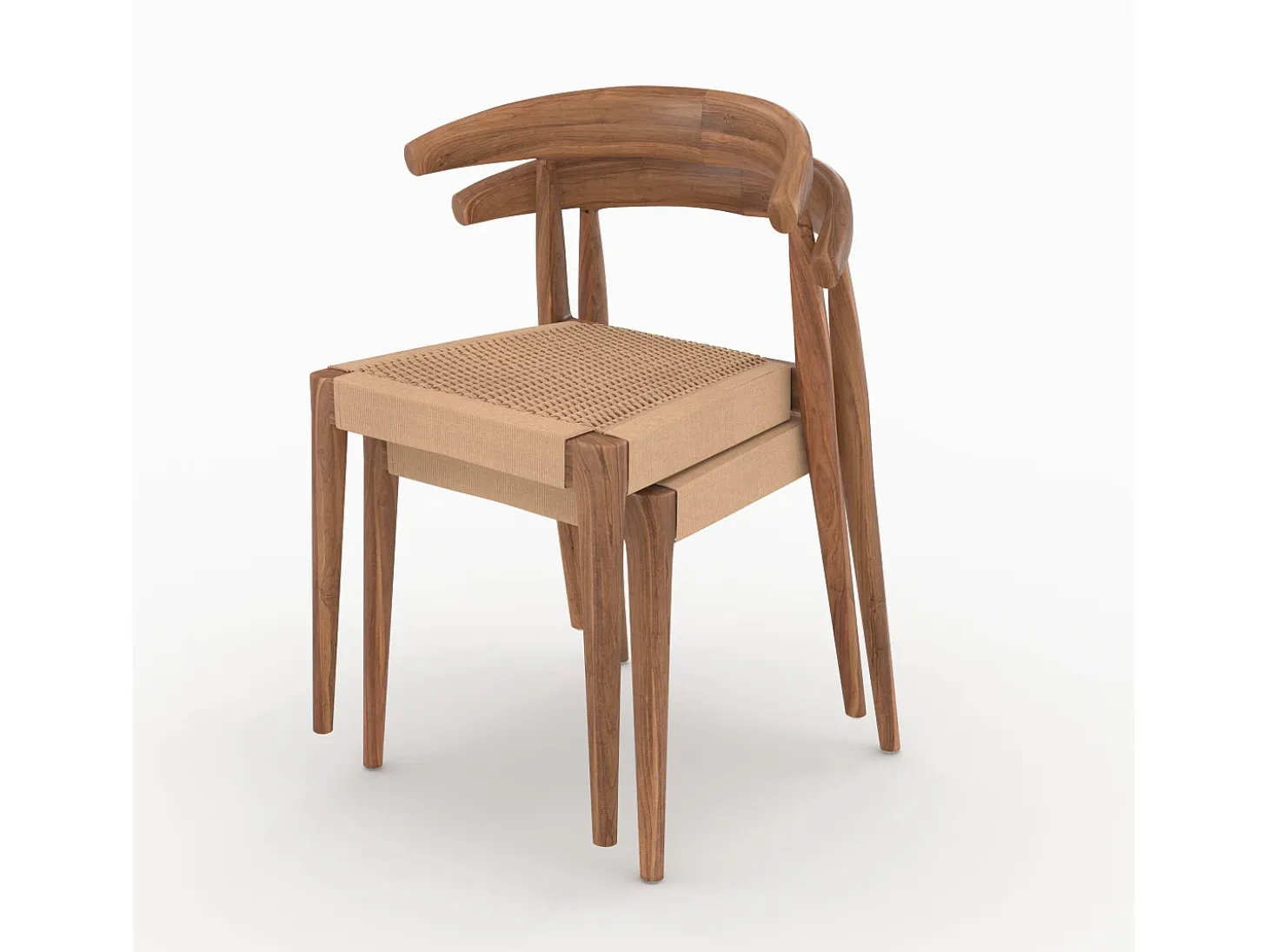Set de 2 sillas en madera de teca y cuerda trenzada tipo loom - Alia