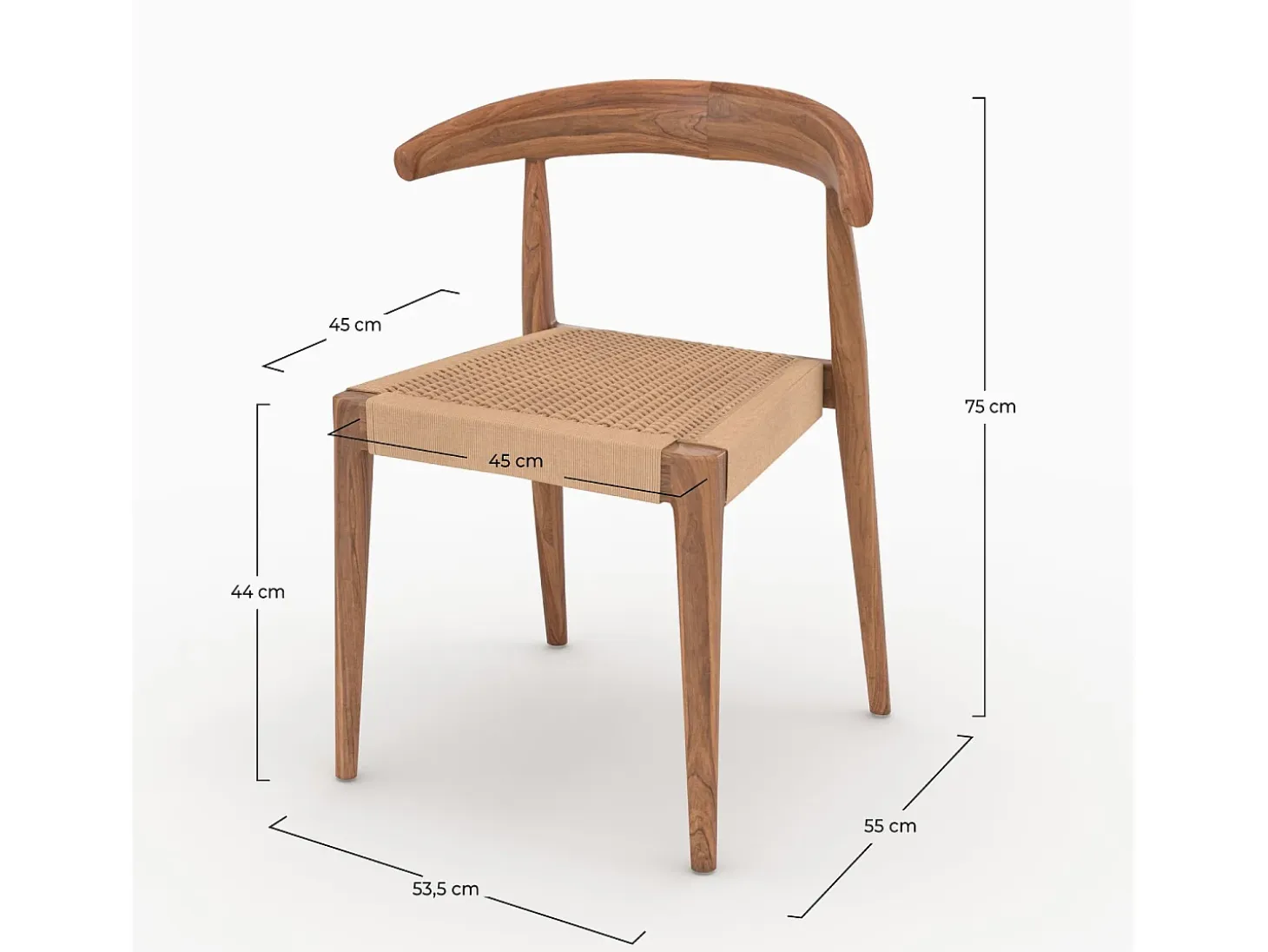 Set de 2 sillas en madera de teca y cuerda trenzada tipo loom - Alia
