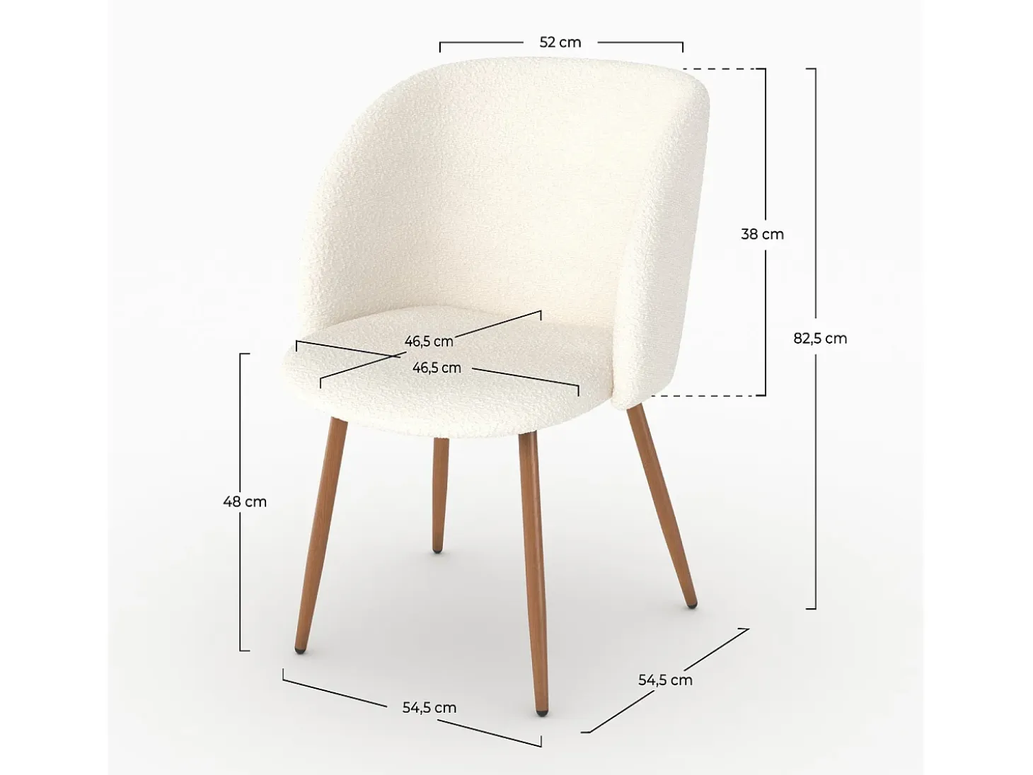 Set de 2 sillas en tejido bouclé beige con patas marrones - Swan