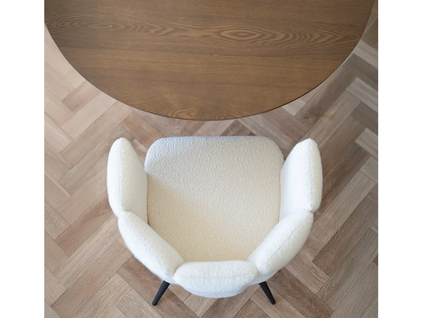 Set de 2 sillas en tejido bouclé beige con patas de metal - Cosette