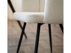 Set de 2 sillas en tejido bouclé beige con patas de metal - Cosette