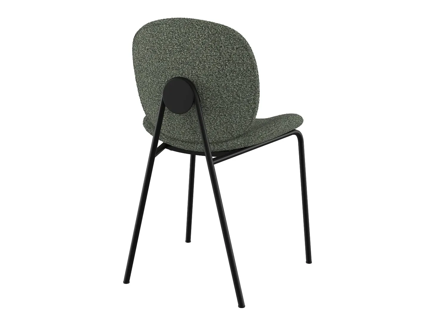 Set de 2 sillas en tejido bouclé verde y patas de metal negro - Iris