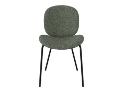 Set de 2 sillas en tejido bouclé verde y patas de metal negro - Iris