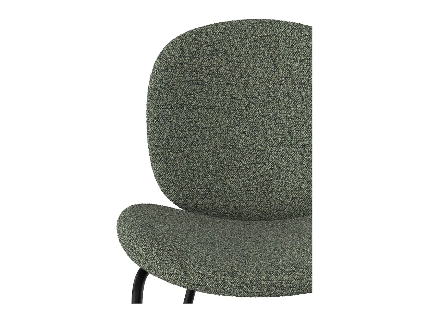 Set de 2 sillas en tejido bouclé verde y patas de metal negro - Iris