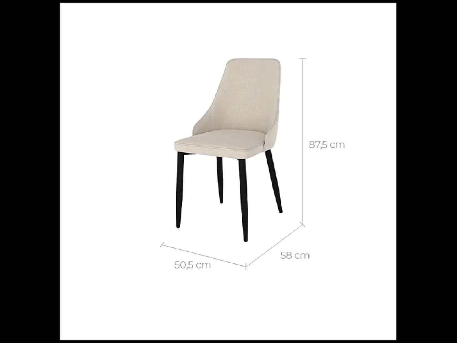 Set de 2 sillas en tela beige con patas de metal - Pipo