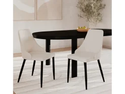 Set de 2 sillas en tela beige con patas de metal - Pipo
