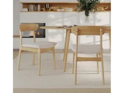Set de 2 sillas en tela beige y madera clara - Lana