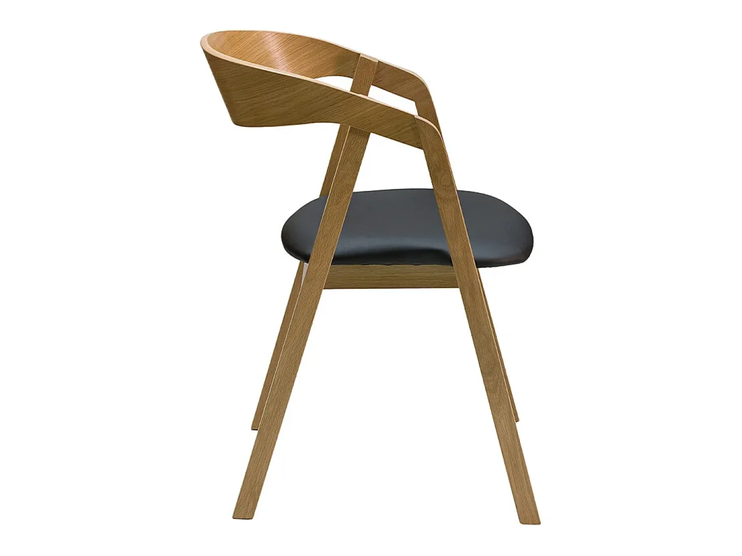 Set de 2 sillas nórdicas apilables de madera clara de roble macizo y asiento negro LOVA