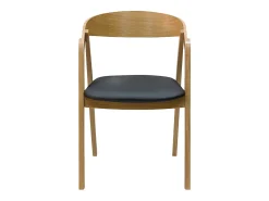 Set de 2 sillas nórdicas apilables de madera clara de roble macizo y asiento negro LOVA