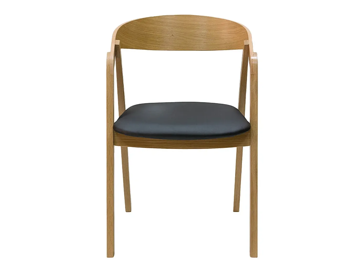 Set de 2 sillas nórdicas apilables de madera clara de roble macizo y asiento negro LOVA