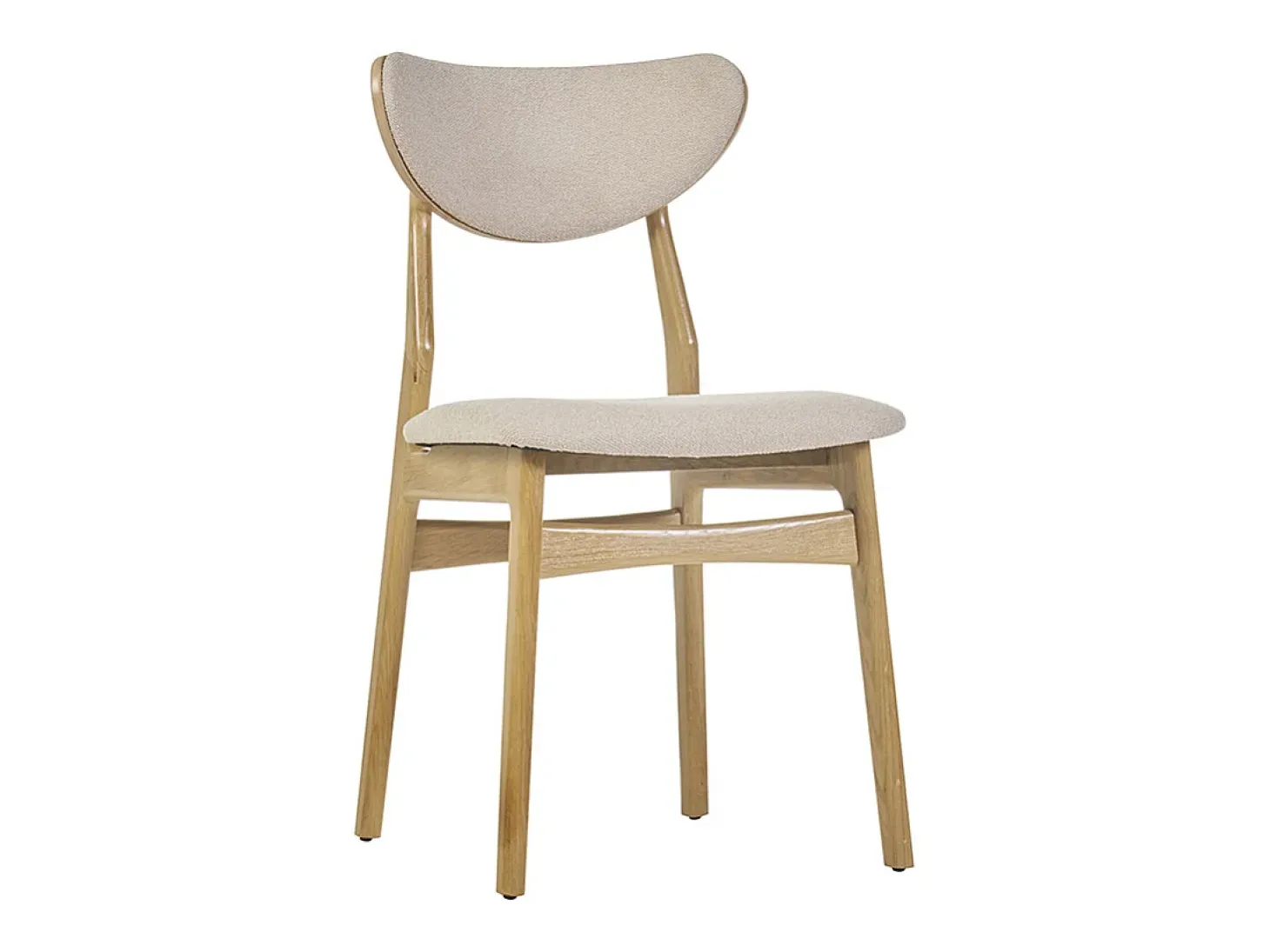 Set de 2 sillas nórdicas de tejido borreguillo beige y madera clara de haya maciza MAYA
