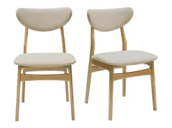 Set de 2 sillas nórdicas de tejido borreguillo beige y madera clara de haya maciza MAYA