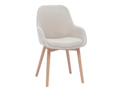 Set de 2 sillas nórdicas de tela efecto aterciopelado beige y madera clara maciza HOLO