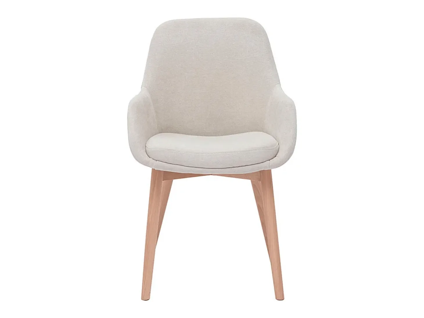 Set de 2 sillas nórdicas de tela efecto aterciopelado beige y madera clara maciza HOLO