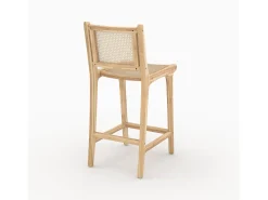 Set de 2 sillas para isla central en teca y rejilla de ratán 66,5 cm - Kyla